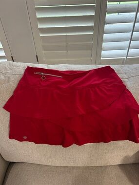 Red tiered GG Blue skirt